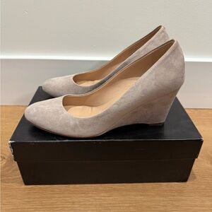 J Crew Martina Suede Heels, Size 9, Nude